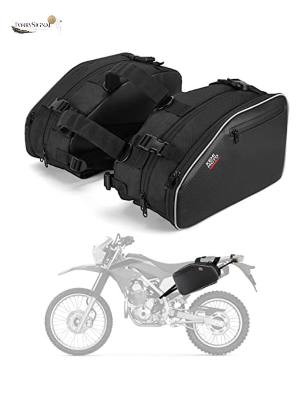 KEMIMOTO Motorcycle Saddlebags Expandable 20-24L with Rain Covers